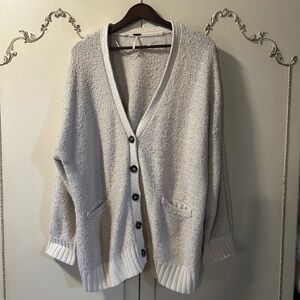 Free People Beige Chunky Oversized Slouchy Sweater Cardigan Small